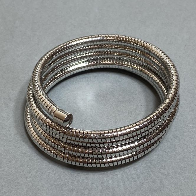 Flexible Spring Bracelet, Silver-Tone Metal, diameter 68mm+
