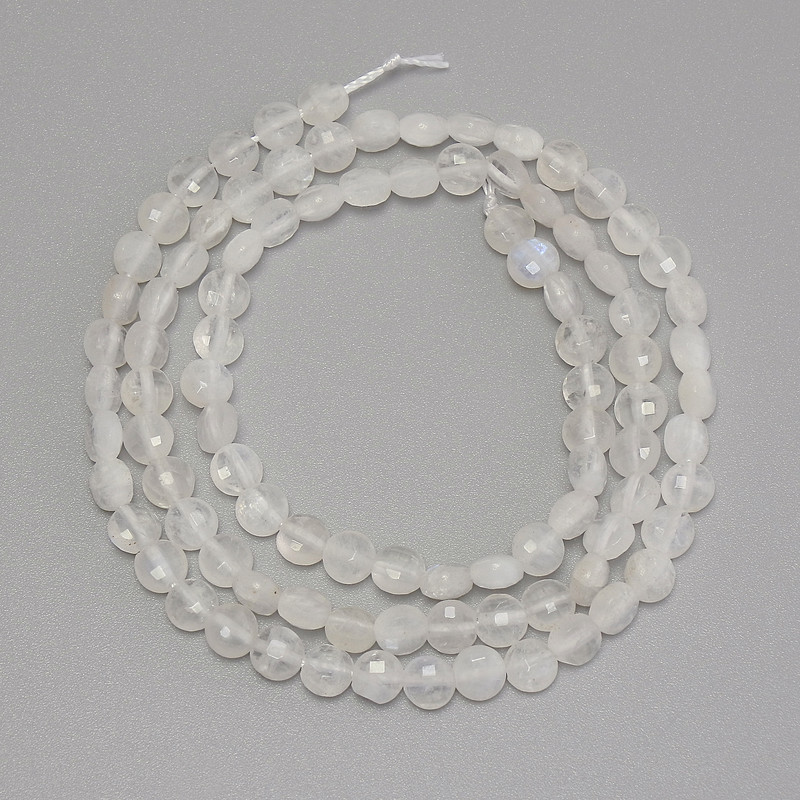 Rock Crystal Beads Faceted Coin, 4mm+/- Diameter, 39cm+/- Length on a Strand