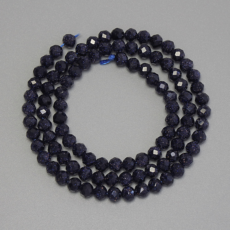 Aventurine 'Cairo Night' Faceted Round Beads, diameter 4mm+/-, length 37cm+/- on a strand