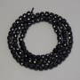 Black Tourmaline Faceted Cube Beads, diameter 4mm+/-, length 38cm+/- on a strand