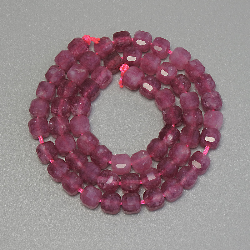 Tourmaline Beads, Faceted Cube, Diameter 5x5mm+/-, Length 32cm+/- on a Strand
