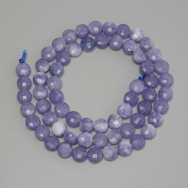 Aquamarine Beads, Faceted Coin, Diameter 6.5mm+/-, Length 38cm+/- on a Strand