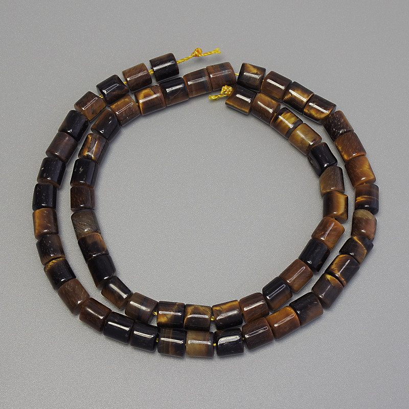 Tiger's Eye Beads Cylinder, Diameter 6x6mm+/-, Length 38cm+/- on Thread