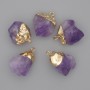 Amethyst Pendant 16-20x13-18mm+/-, length 21-25mm+/- (assorted size) gold-tone metal