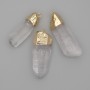 Rock Crystal Pendant 30x37x9-12mm+/-, length 33-40mm+/-, gold-tone metal, Assorted size)