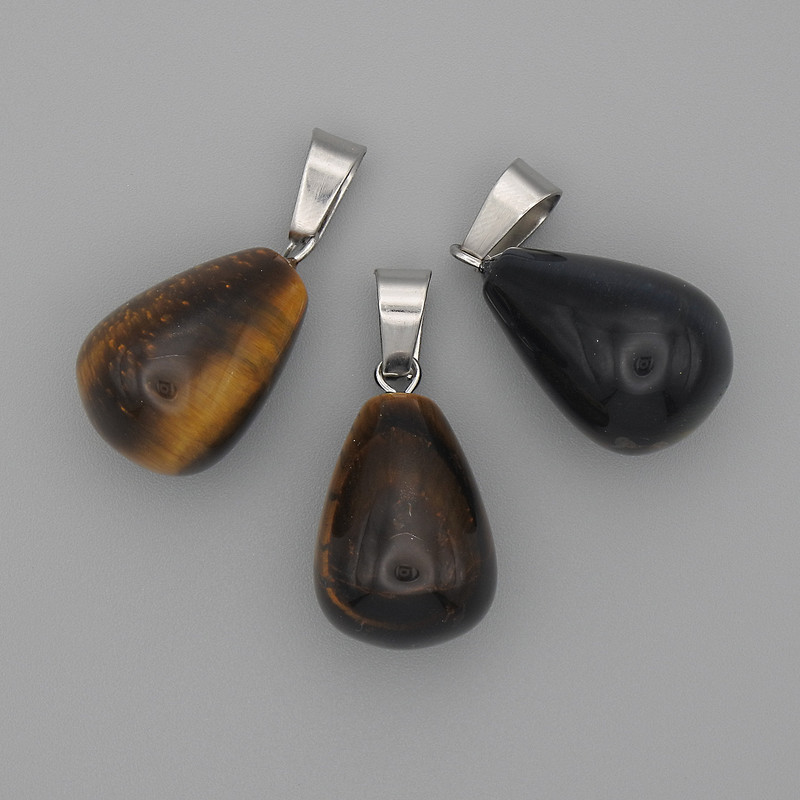 Teardrop Pendant Tiger's Eye 19x13mm+/-, length 29mm+