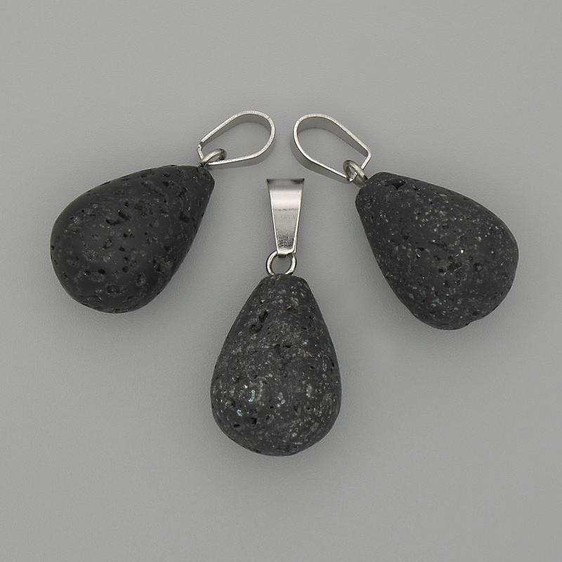 Teardrop Pendant Lava 19x13mm+/-, length 29mm+
