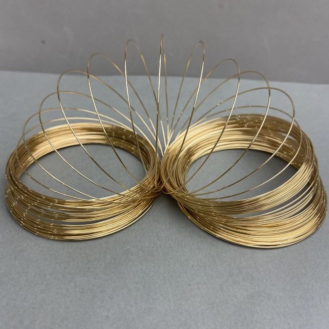 Memory Wire, 0.8mm thickness, 6cm (+/-) coil diameter, gold-tone metal, price per 100g