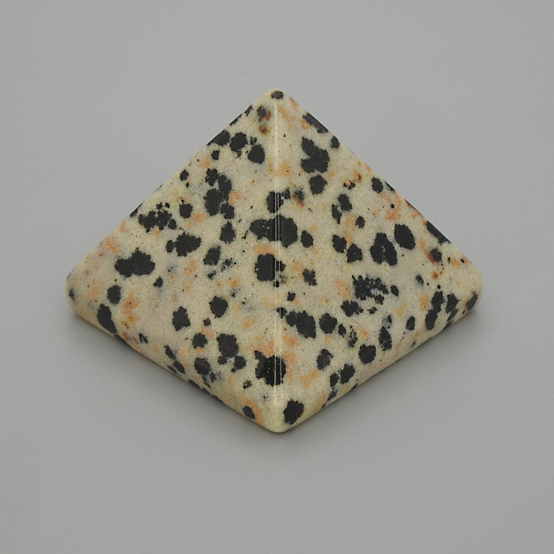 Pyramid Souvenir, Natural Dalmatian Jasper Stone, Length 30x30mm+/-, Width 25mm+