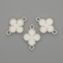 Clover Connector, White Colour, Silver-tone Metal, 20x14mm+/- Pack of 3pcs
