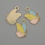 Butterfly Pendant, Coloured Enamel, Gold-Tone Metal, Diameter 22x13mm+/- Pack of 3pcs