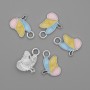 Butterfly Charm Pendant Coloured Enamel Silver-tone Metal, Diameter 15x11mm+- Pack of 5