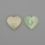 Heart Pendant Charm, Light Green Colour, Gold-tone Metal, Diameter 15x15mm+/- Pack of 2pcs