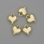 Heart Pendant Charm, Gold-tone Metal, Diameter 11x13mm+/- Pack of 5pcs, Loop Hole 2.5mm+