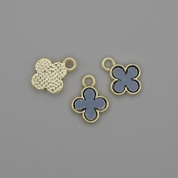 Clover Pendant, Grey Colour, Gold-Tone Metal, Diameter 10x12mm+/- Pack of 3pcs