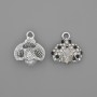 Ladybird Charm Pendant with Rhinestones, Silver-Tone Metal, Diameter 15.5x15x.5mm+/-, Pack of 2