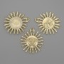 Sun Pendant Charm, Gold-Tone Metal, Diameter 29mm+/-, Length 33mm+/-, Pack of 3