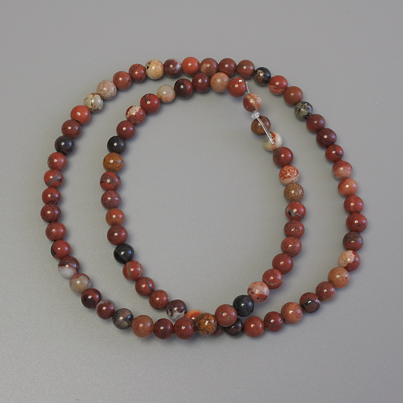 Red Jasper Beads on String, Smooth Round, diameter 5mm+/-, length 37cm+