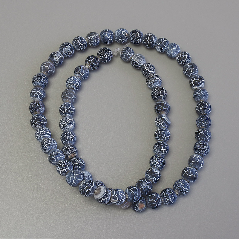 Frost Agate Beads on fishing line, smooth round bead, diameter 6mm+-, length 35cm+