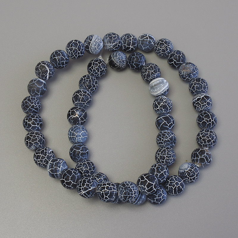 Frost Agate Beads on fishing line, smooth round bead, diameter 8mm+-, length 36cm+