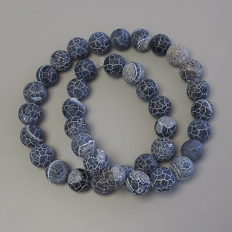 Frost Agate Beads on fishing line, smooth round bead, diameter 10mm+-, length 38cm+