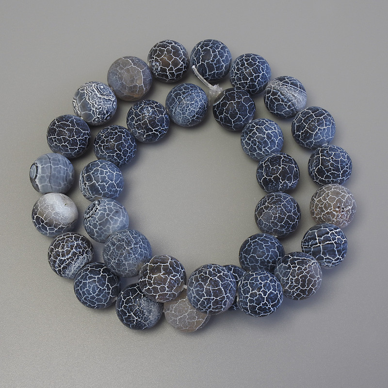 Frost Agate Beads on fishing line, smooth round bead, diameter 12mm+-, length 39cm+