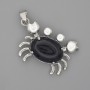 Crab Pendant, Aventurine Night of Cairo, 40x22mm+/-, Silver-Tone Metal