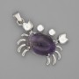 Crab Pendant, Amethyst, 40x22mm+/-, Silver-Tone Metal