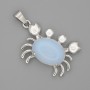 Crab Pendant, Moonstone, 40x22mm+/-, Silver-Tone Metal