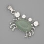 Crab Pendant, Jade, 40x22mm+/-, Silver-Tone Metal