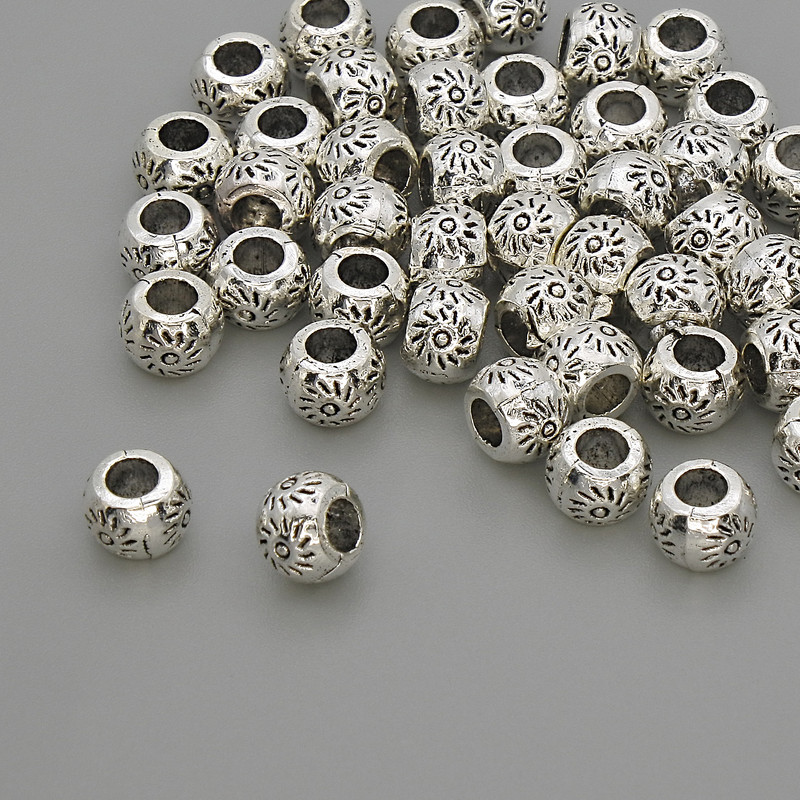 Spacer Bead Finding, Silver Metal Colour, Diameter 6x4mm+/-, Hole Diameter 3mm+/-, 20g Pack (~45pcs)