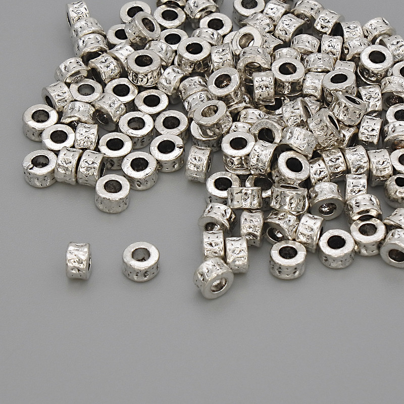Spacer Bead Finding, Silver Metal Colour, Diameter 4x2.5mm+/-, Hole Diameter 2mm+/-, 20g Pack (~128pcs)