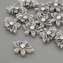 Flower Spacer Bead Finding, Silver Metal Colour, Diameter 16x10x5mm+/-, Hole Diameter 1.9mm+/-, 20g Pack (~12pcs)