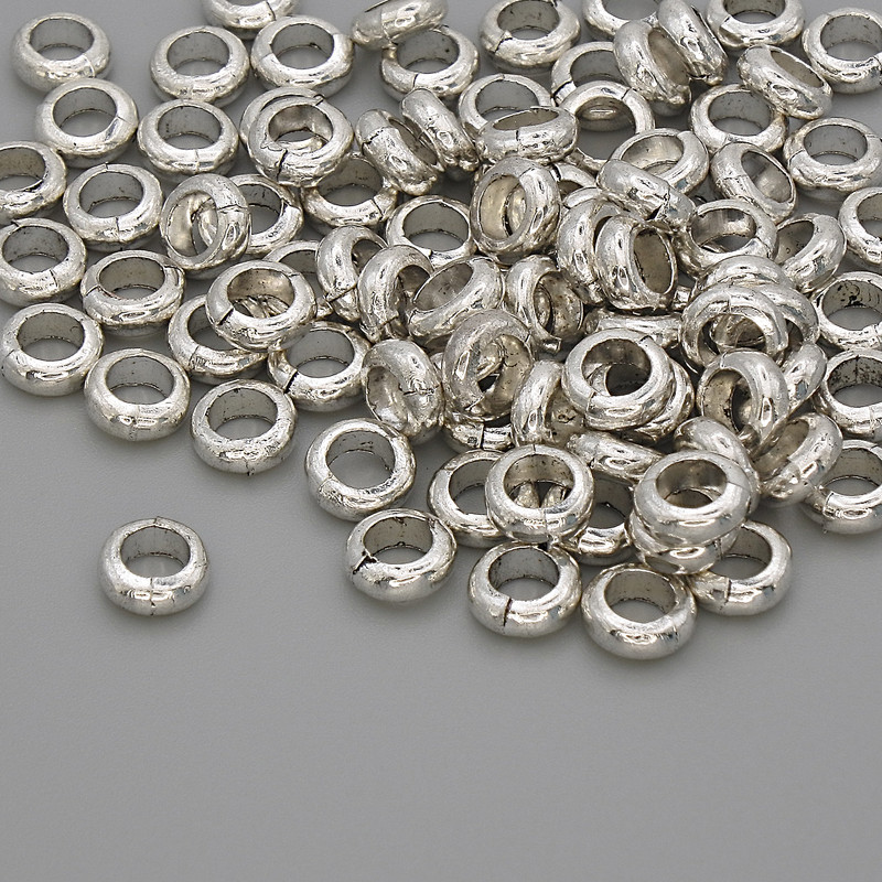 Clover Spacer Bead Finding, Silver Metal Colour, Diameter 6x2mm+/-, Hole Diameter 3.8mm+/-, 20g Pack (~92pcs)
