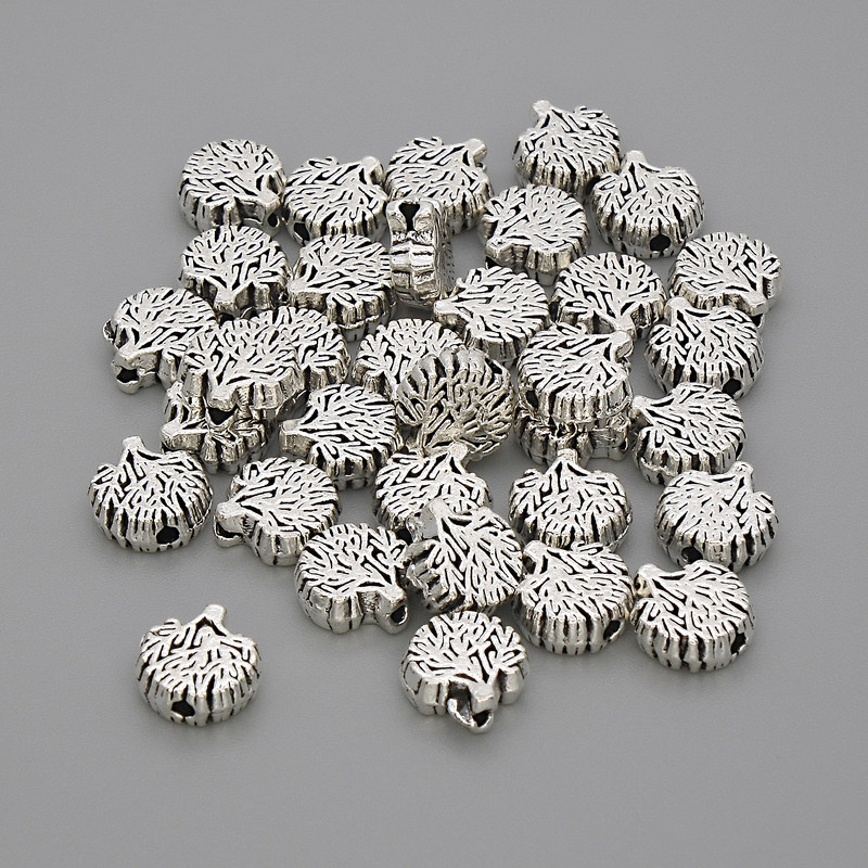 Wood Spacer Bead Finding, Silver-Tone Finish, Diameter 8x7.5x3mm+/-, Hole Diameter 1.5mm+/-, 20g Pack (~33pcs)