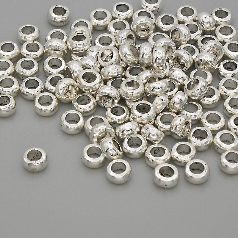 Bead Finding Inset Bead Color Metallic Silver, Diameter 5×2.5 mm ±, Hole Ø ~2.8 mm, Pack 20 g (~101 pcs)