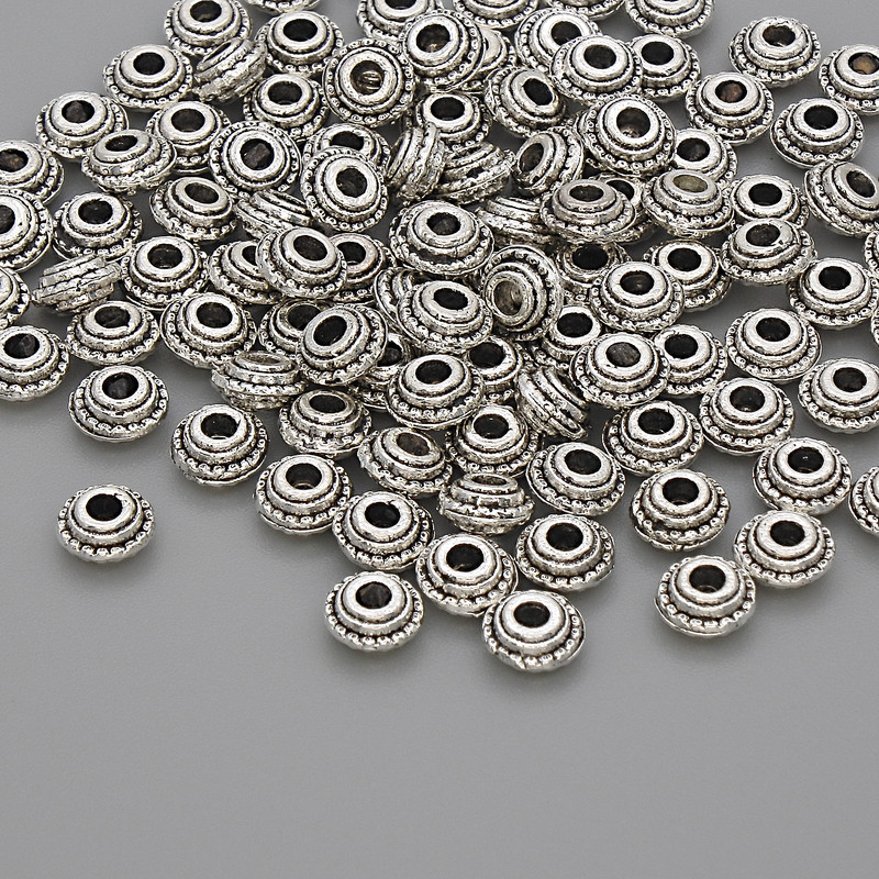 Findings Spacer Bead, Silver-Tone Metal, Diameter 5x2.5mm+/- Hole 1.8mm+/-, Pack 20g (~105pcs)