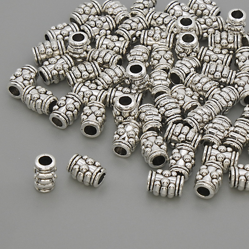 Findings Spacer Bead, Silver-Tone Metal, Diameter 6.5x5mm+/- Hole 2.5mm+/-, Pack 20g (~59pcs)