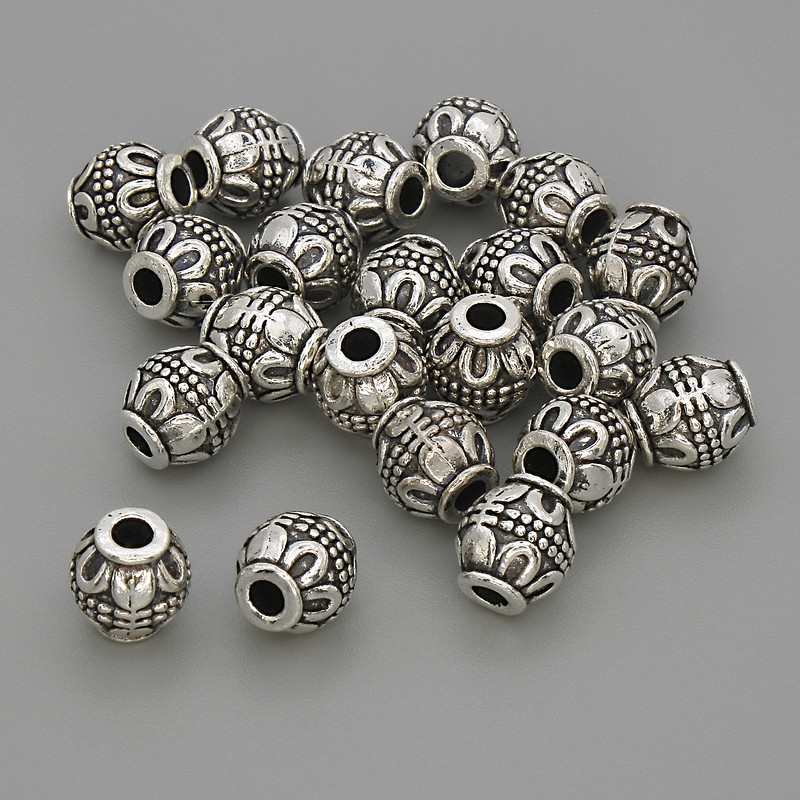 Findings Spacer Bead, Silver-Tone Metal, Diameter 7x6.5mm+/- Hole 2.5mm+/-, Pack 20g (~21pcs)