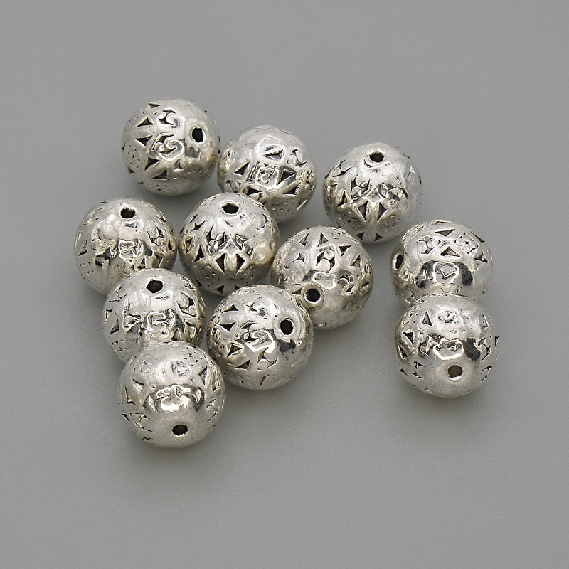 Findings Spacer Bead, Silver-Tone Metal, Diameter 8mm+/- Hole 1.2mm+/-, Pack 20g (~11pcs)