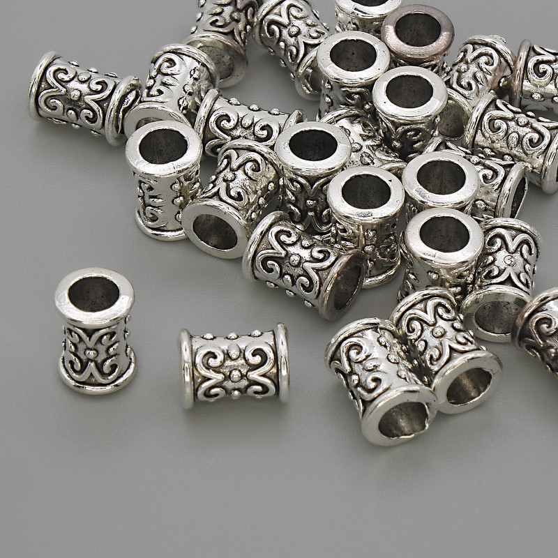 Findings Spacer Bead, Silver-Tone Metal, Diameter 9x6mm+/- Hole 4.5mm+/-, Pack 20g (~27pcs)