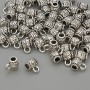 Bail finding, silver metal colour, size 6x5x7.5mm+-, holes diameter 2.5mm+-, diameter 1.8mm+-, pack 20g (~58pcs)