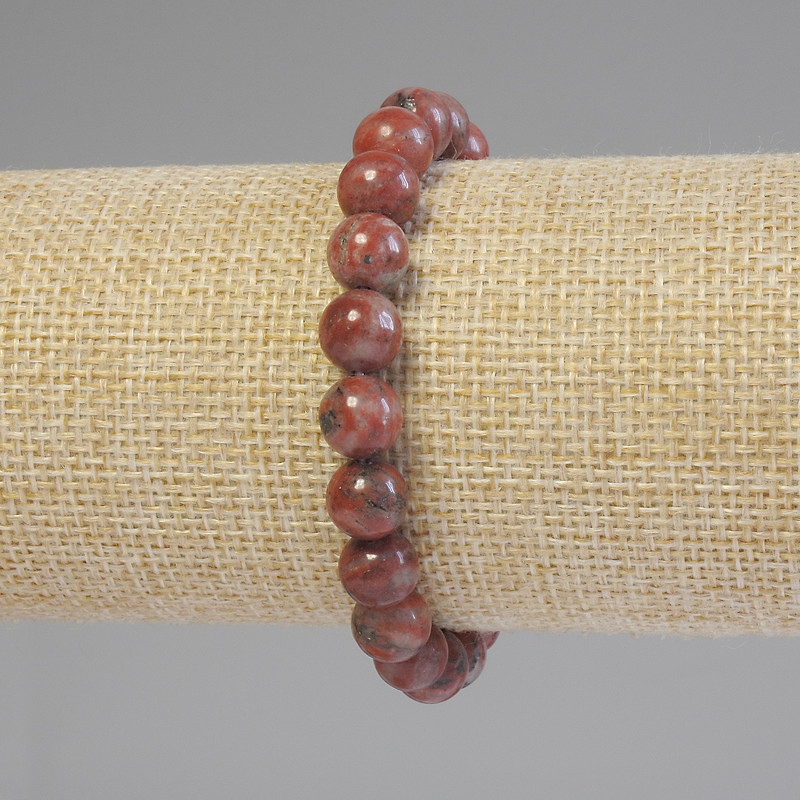 Red Jasper Smooth Round Bead Bracelet, diameter 8mm+-, length 18cm+- stretch
