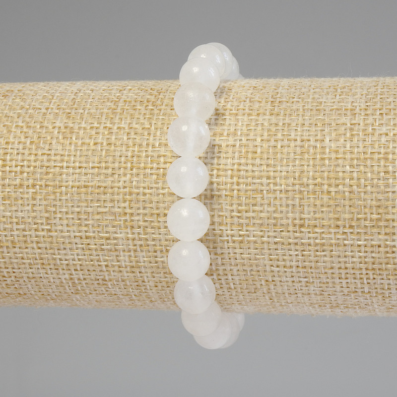 Rock Crystal Bracelet Smooth Round Beads, Diameter 8mm+-, Length 18cm+- Stretch