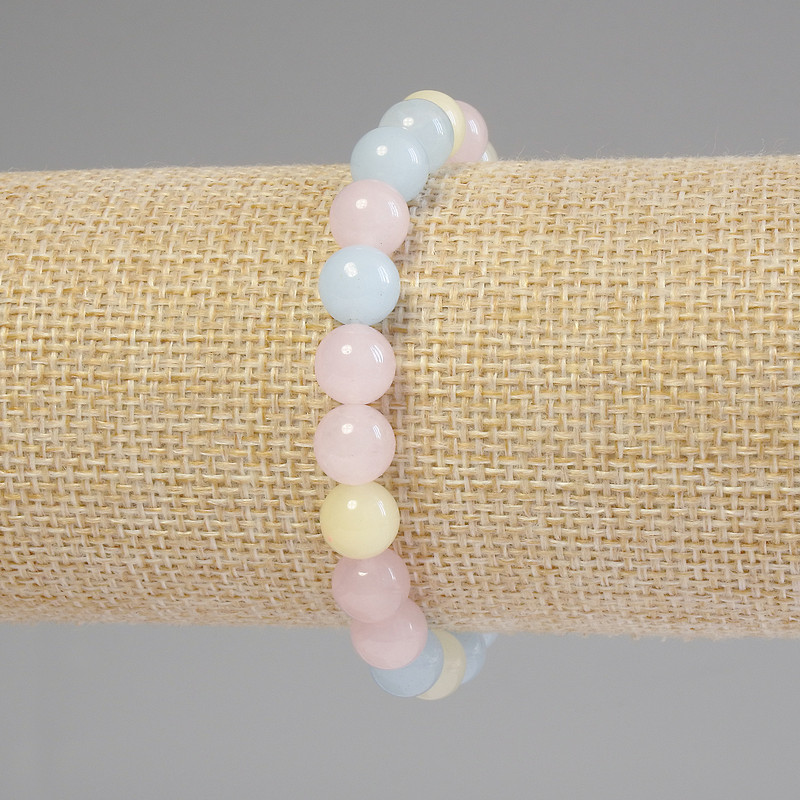 Morganite Bracelet Smooth Round Beads, Diameter 8mm+-, Length 18cm+- Stretch