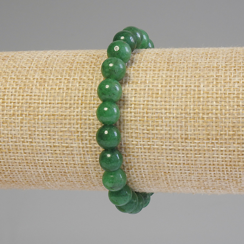 Chrysoprase Bracelet Smooth Round Beads, Diameter 8mm+-, Length 18cm+- Stretch