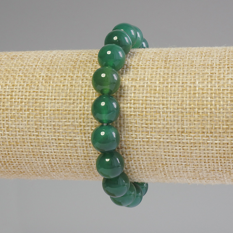 Chrysoprase Bracelet Smooth Round Beads, Diameter 10mm+-, Length 18cm+- Stretch