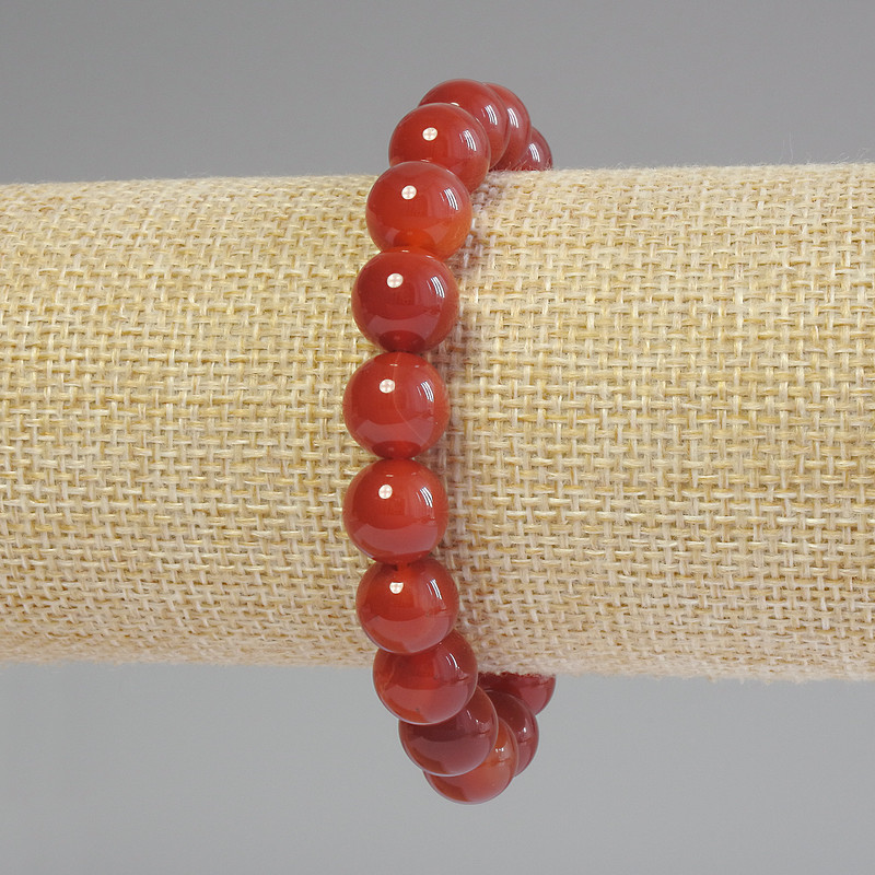 Carnelian Bracelet, smooth round beads, diameter 10mm+-, length 18mm+- stretch