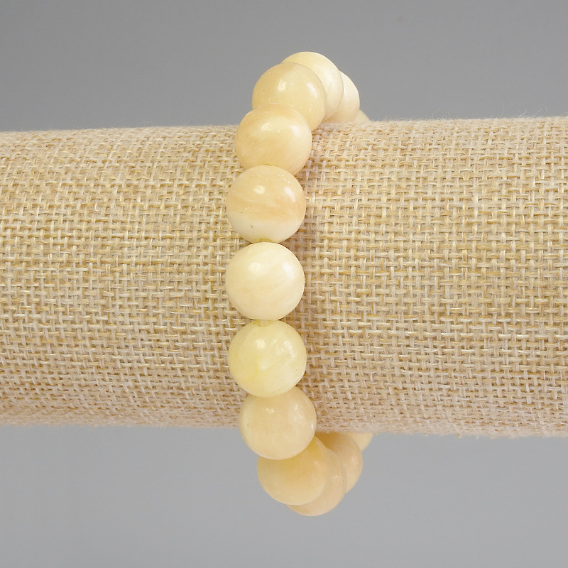 Yellow Agate Bracelet Smooth Round Beads, Diameter 12mm+-, Length 18cm+- Stretch