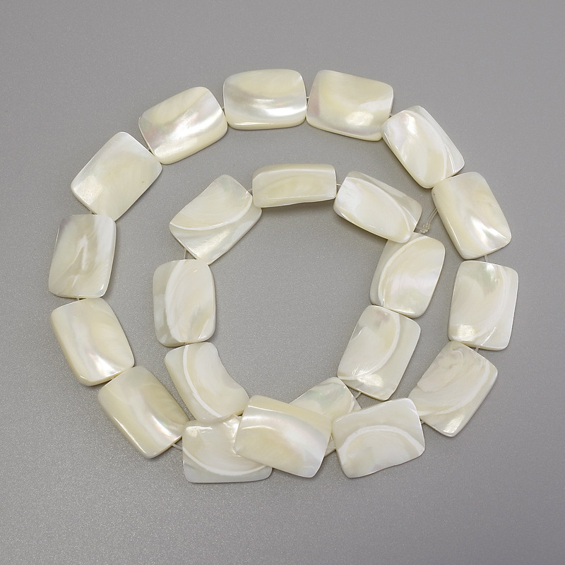 Mother-of-Pearl Rectangle Beads, Diameter 18x13mm+-, Length 40cm+- on Fishing Line